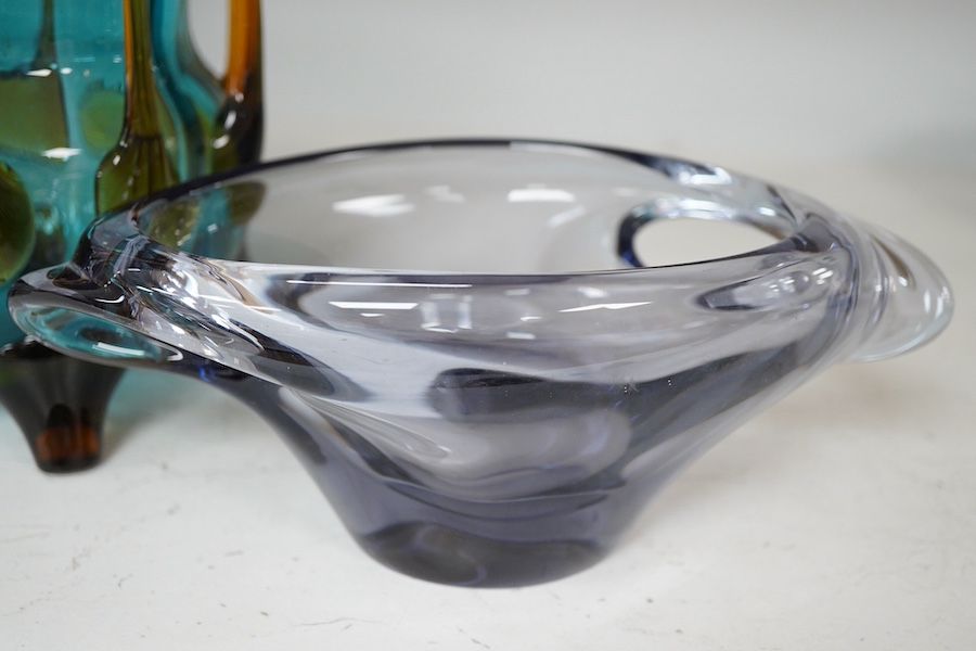 A 1960's studio glass vase and centrepiece, tallest 15.5cm